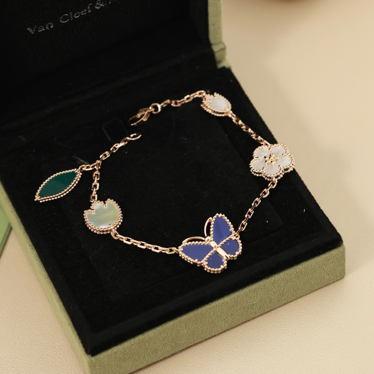 Spring Enchantment Butterfly & Floral Charm Bracelet