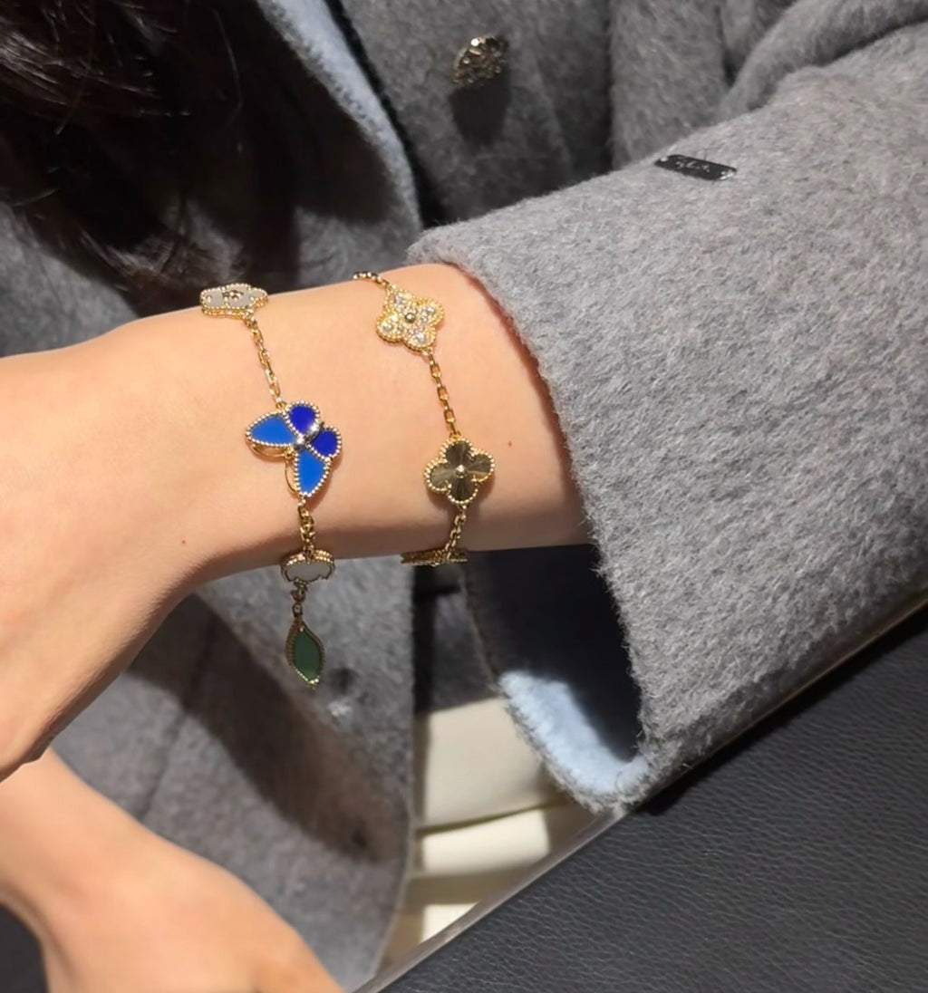 Spring Enchantment Butterfly & Floral Charm Bracelet