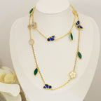 Glücklicher Frühlings-Schmetterlings- und Blumen-Statement-Halskette – Florales Design mit 15 Motiven