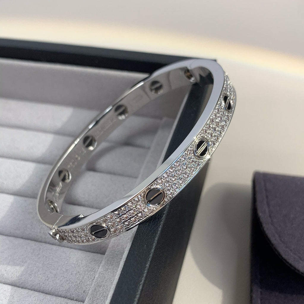 Classic 6.1mm Love Bangle - Diamond Pavé & Black Ceramic