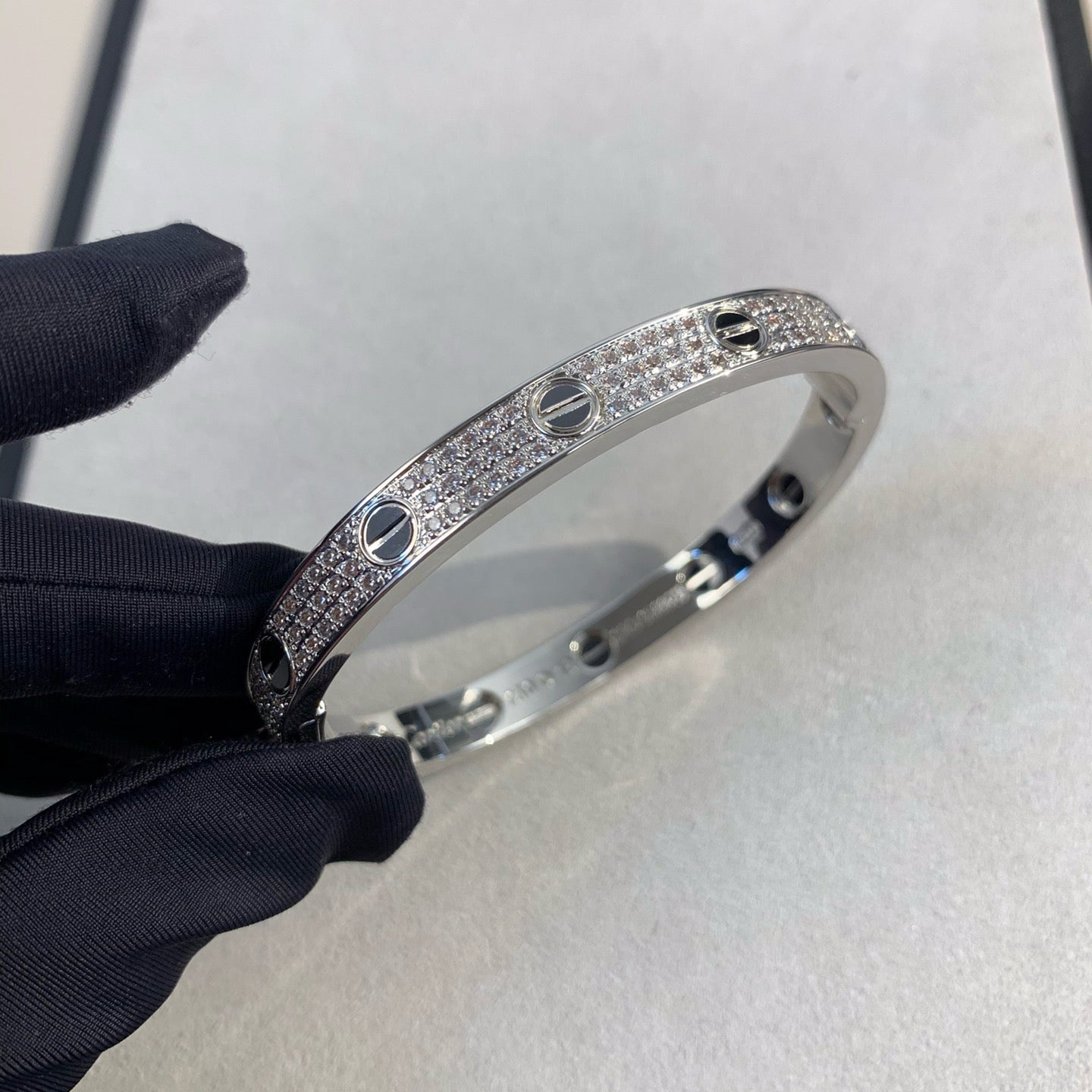 Classic 6.1mm Love Bangle - Diamond Pavé & Black Ceramic