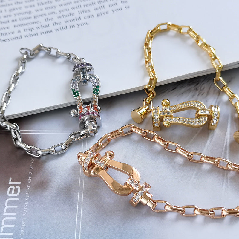 FORCE Large Horseshoe Clasp Metal Bracelet - Prosperity & Stability Anchor