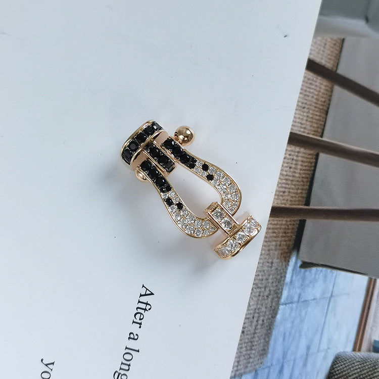FORCE Large Horseshoe Black & White Diamond Bracelet - White Gold