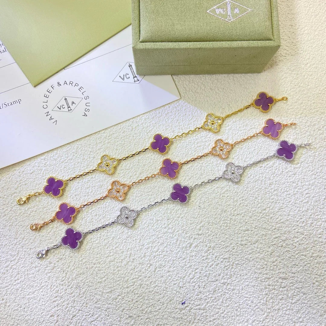 Lucky Clover 5-Motif Bracelet - Violet Collection