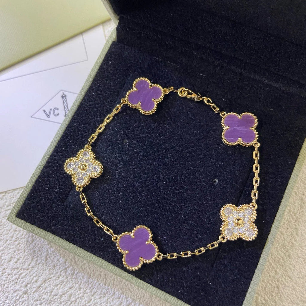 Lucky Clover 5-Motif Bracelet - Violet Collection