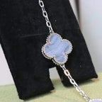 Lucky 5-Motif Clover Serenity Bracelet - Natural Violet Gemstone