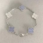 Lucky 5-Motif Clover Serenity Bracelet - Natural Violet Gemstone