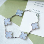 Lucky 5-Motif Clover Serenity Bracelet - Natural Violet Gemstone