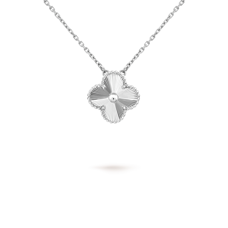 15mm Kleeblatt-Anhänger-Halskette – Signature Kollektion aus Naturstein und Weißgold
