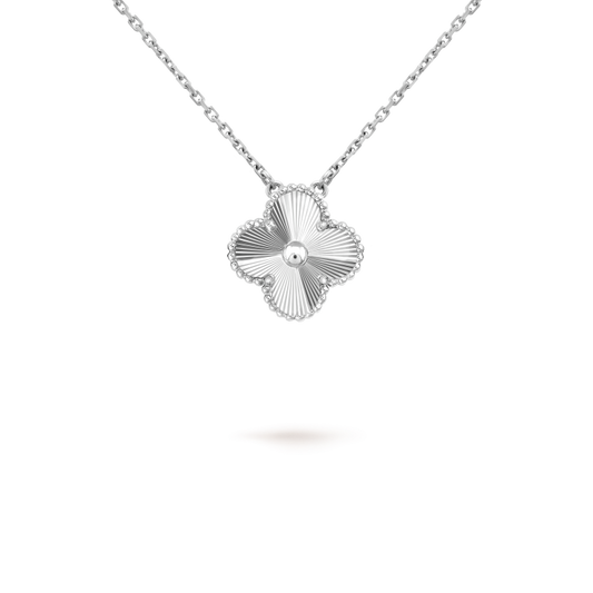 15mm Clover Flower Pendant Necklace White Gold Collection