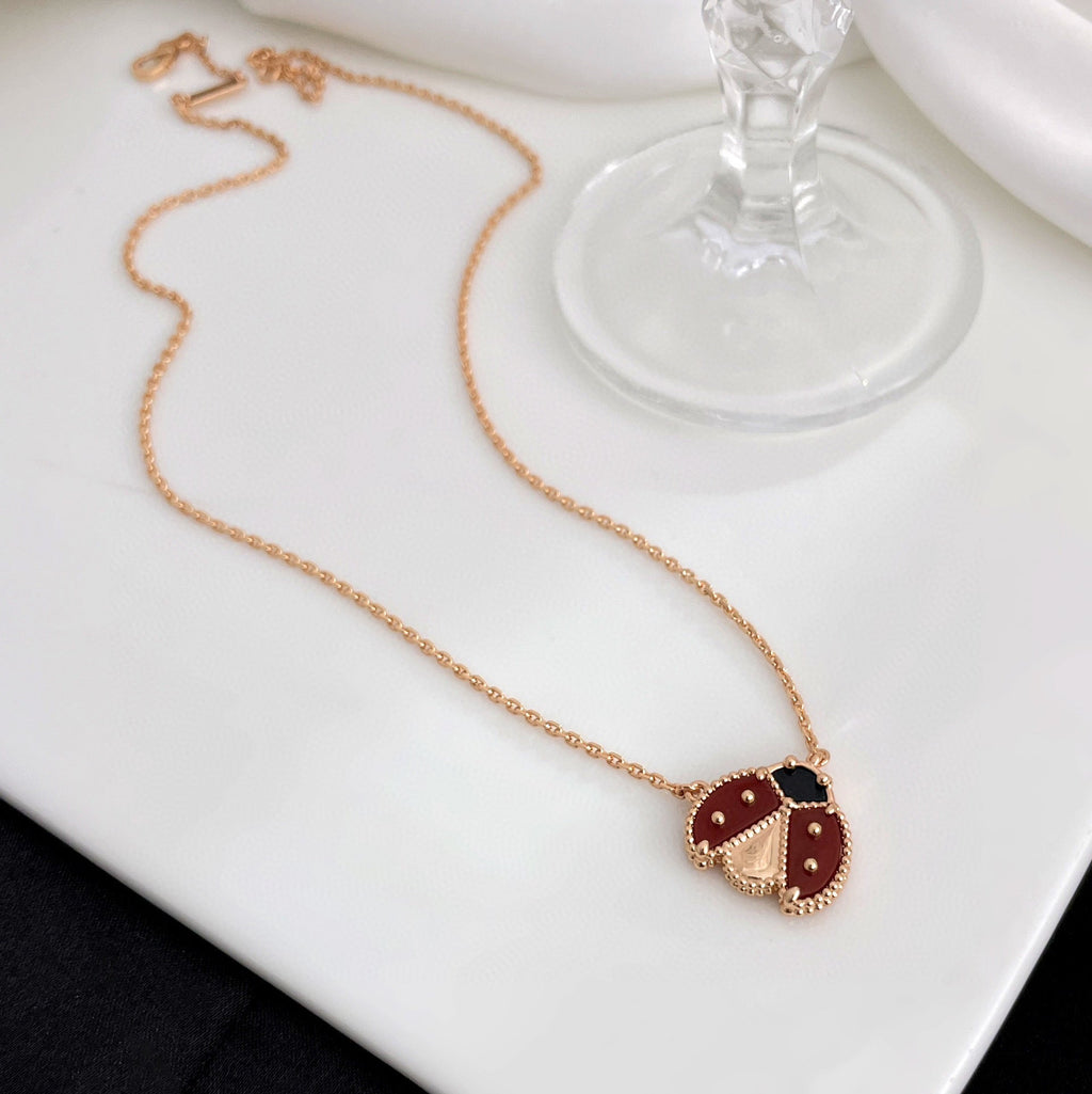 Lucky Carnelian Ladybug Charm Necklace