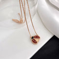 Lucky Carnelian Ladybug Charm Necklace