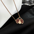 Lucky Carnelian Ladybug Charm Necklace