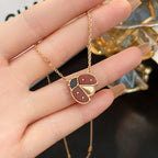 Lucky Carnelian Ladybug Charm Necklace