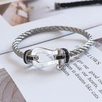 FORCE Large Horseshoe Black Diamond Bracelet - White Gold