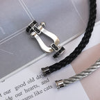 FORCE Large Horseshoe Black Diamond Bracelet - White Gold