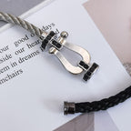 FORCE Large Horseshoe Black Diamond Bracelet - White Gold