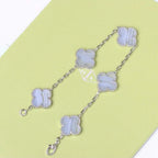 Lucky 5-Motif Clover Serenity Bracelet - Natural Violet Gemstone