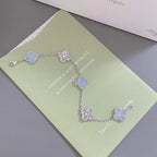 Lucky 5-Motif Clover Serenity Bracelet - Natural Violet Gemstone
