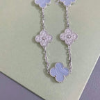 Lucky 5-Motif Clover Serenity Bracelet - Natural Violet Gemstone