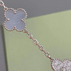 Lucky 5-Motif Clover Serenity Bracelet - Natural Violet Gemstone