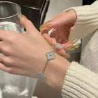 Lucky 5-Motif Clover Serenity Bracelet - Natural Violet Gemstone