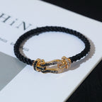 FORCE Large Horseshoe Black & White Diamond Bracelet - White Gold