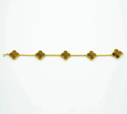Lucky Clover 5-Motif Bracelet -  Tiger’s Eye Collection