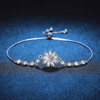 Strahlendes eisiges Kristall-Sonnenblumen-Moissanit-Armband