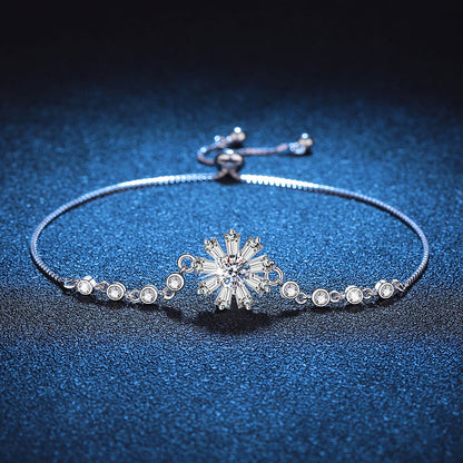 Radiant Icy Crystal Sunflower Moissanite Bracelet