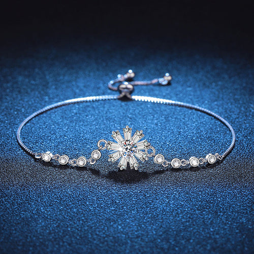 Radiant Icy Crystal Sunflower Moissanite Bracelet