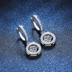 Dancing Moissanite Halo Drop Hoop Earrings