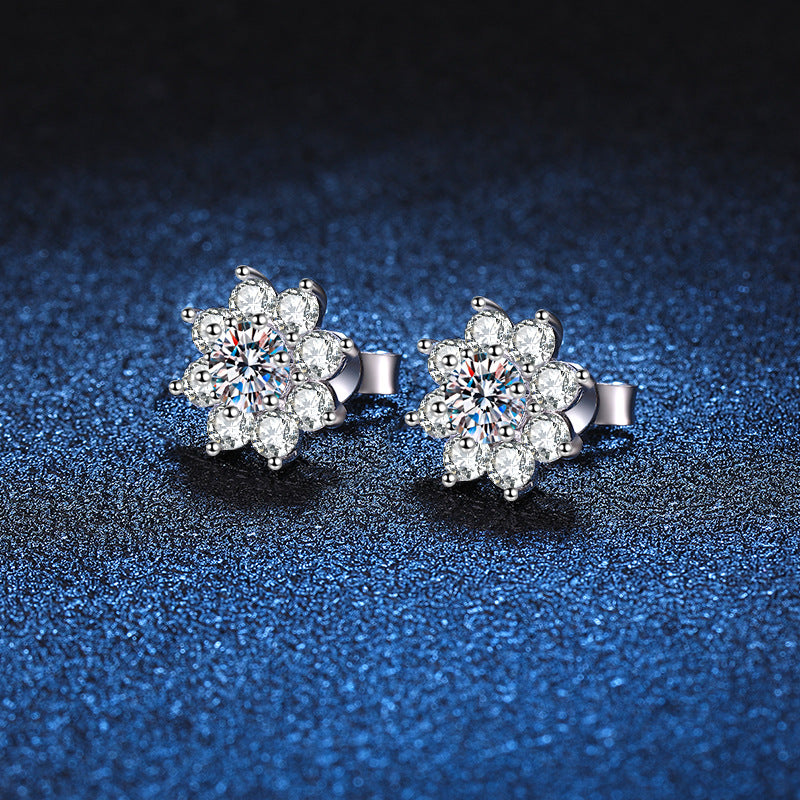 Radiant Sunflower Moissanite Stud Earrings