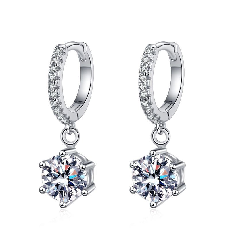 Classic 6-Prong Moissanite Drop Earrings