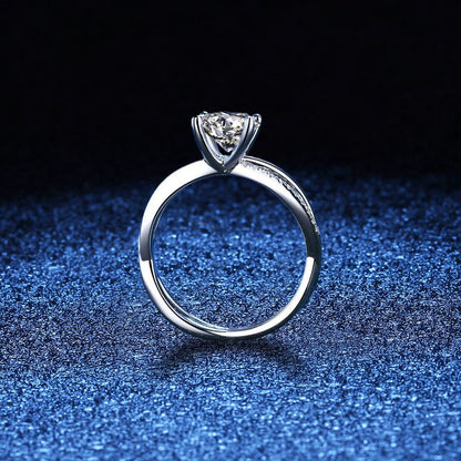 エレガントな4本爪クロスオーバーモアッサナイト婚約指輪