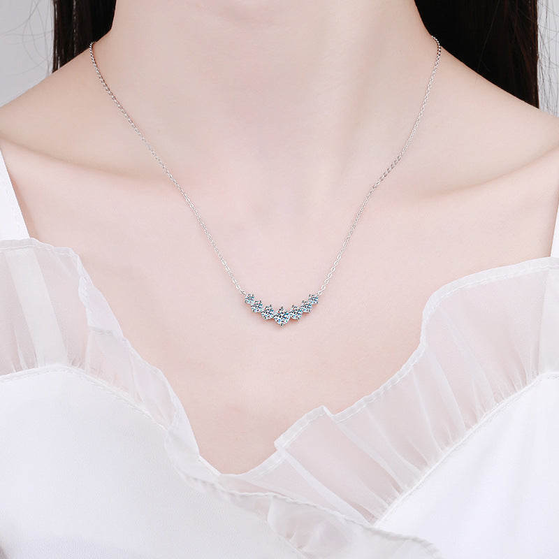 Minimalist Curved Smile Moissanite Necklace