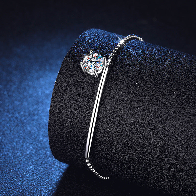 Elegant Half-Moon Curve Moissanite Bracelet