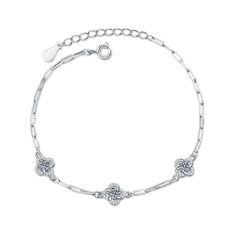 Kleeblatt-Moissanit-Armband