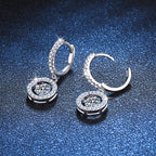 Dancing Moissanite Halo Drop Hoop Earrings