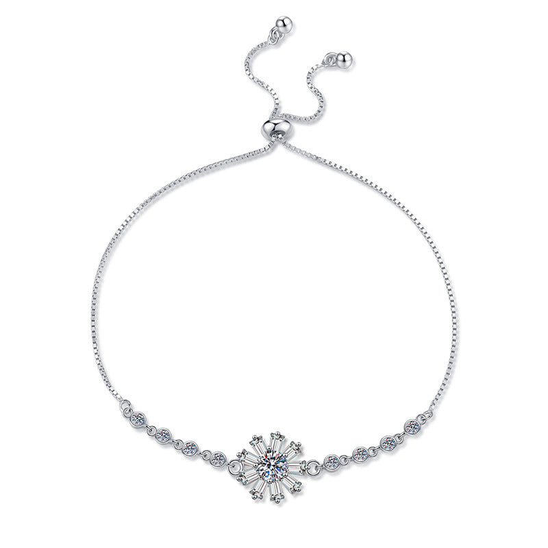 Strahlendes eisiges Kristall-Sonnenblumen-Moissanit-Armband