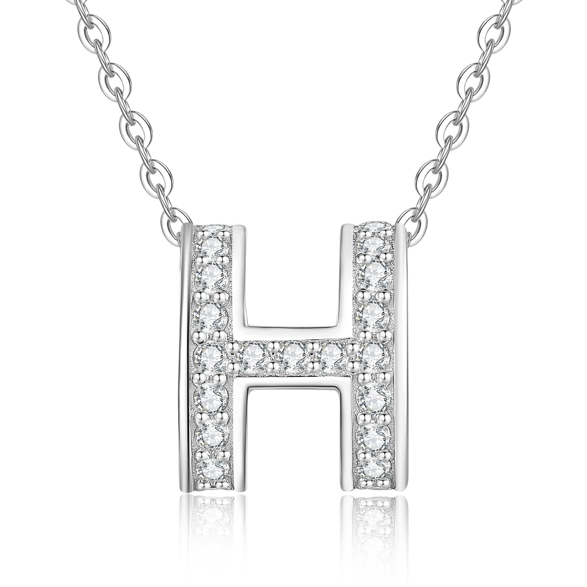 フルパヴェ「H」モアッサナイトペンダントネックレス