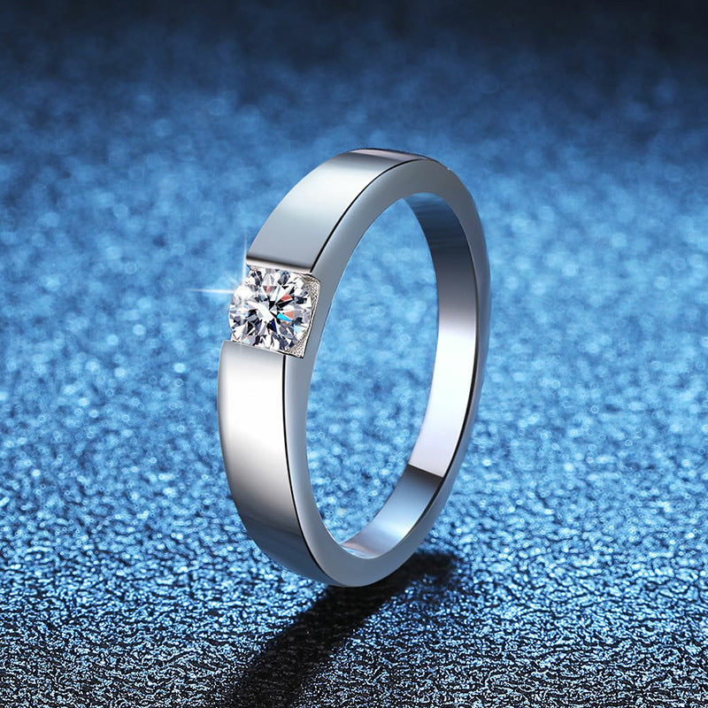 Sleek Minimalist Couple's Moissanite Ring