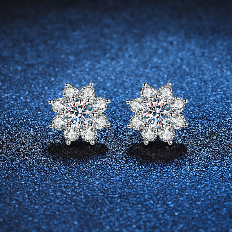 Radiant Sunflower Moissanite Stud Earrings