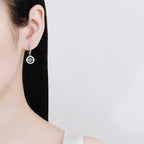 Dancing Moissanite Halo Drop Hoop Earrings