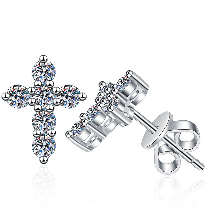 Funkelnde Kreuz-Moissanit-Ohrstecker