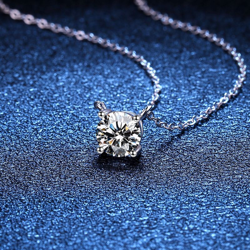 Classic Four-Prong Solitaire Moissanite Necklace
