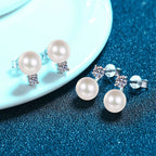 Elegant Natural Pearl & Moissanite Drop Earrings