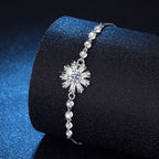 Strahlendes eisiges Kristall-Sonnenblumen-Moissanit-Armband