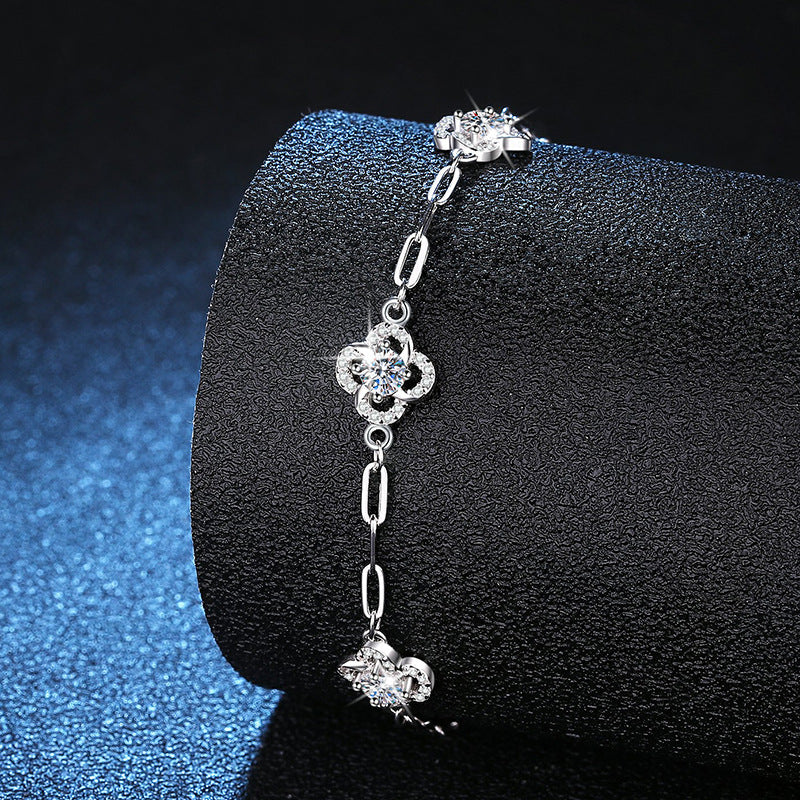 Kleeblatt-Moissanit-Armband