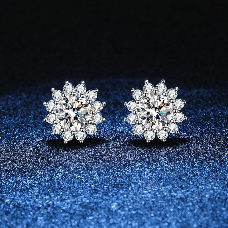 Blooming Sunflower Moissanite Stud Earrings